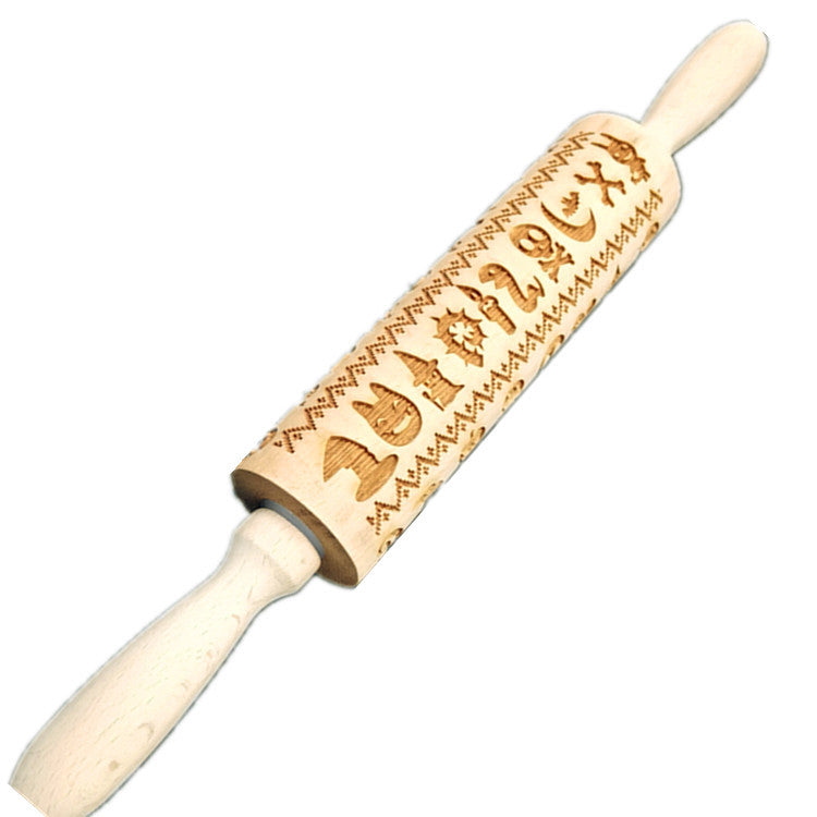 Wooden Rolling Pin Beechwood Laser Engraved Printed Rolling Pin Embossing Christmas Flip Sugar Cookie Rolling Pin - V.I.P Digital Presence