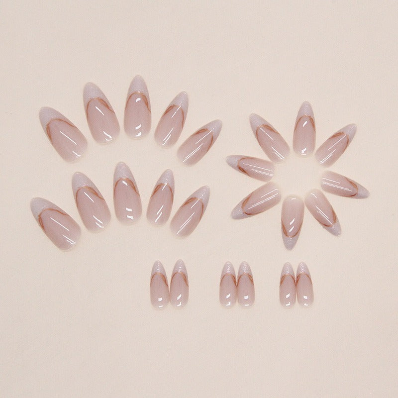 Irregular Pearlescent Phnom Penh French Manicure Sweet Ins Style Almond Nail Glitter French Manicure Wearable Manicure - V.I.P Digital Presence