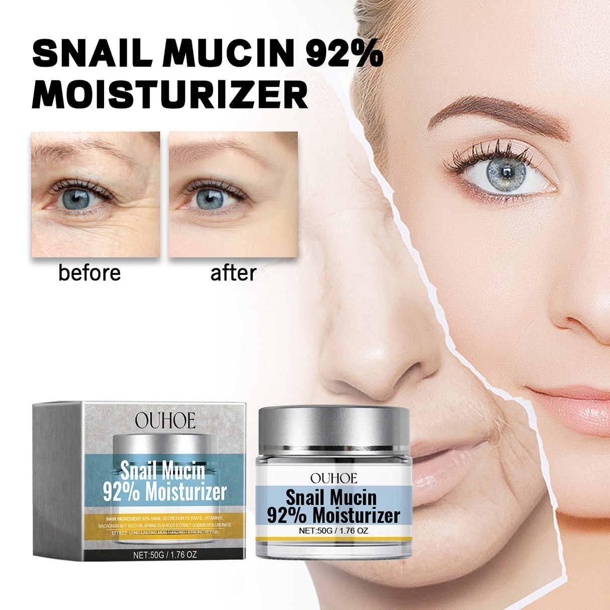 Snail Mucin 92% Moisturizer, Moisturizing And Smoothing Facial Wrinkles Firming And Elastic Skin Care Cream - V.I.P Digital Presence