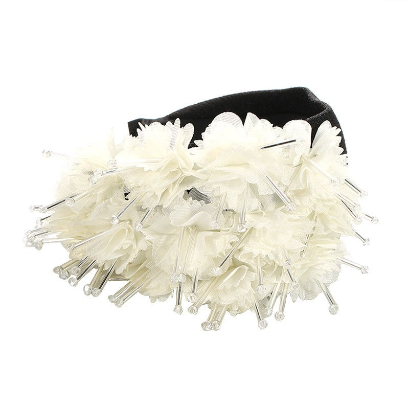 Fashionable Handmade Fabric Crystal Beads Simulated Flower Hair Hoops - V.I.P Digital Presence