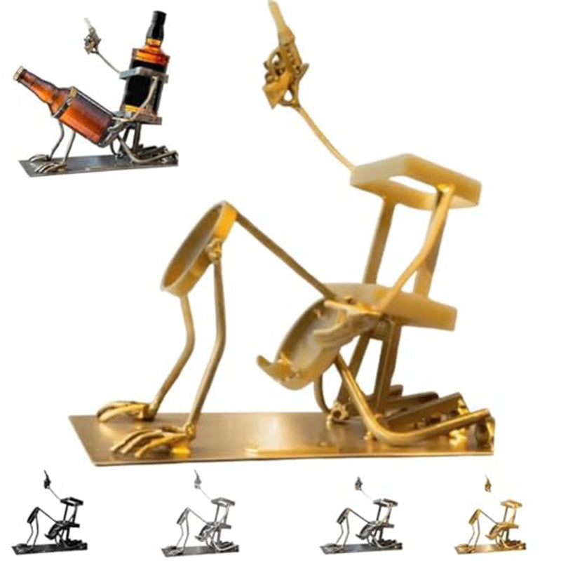 Skull 2-in-1 Bottle Stand: Holds Coke & Wine, Metal Skeleton Holder – Fun Bar Decor - V.I.P Digital Presence