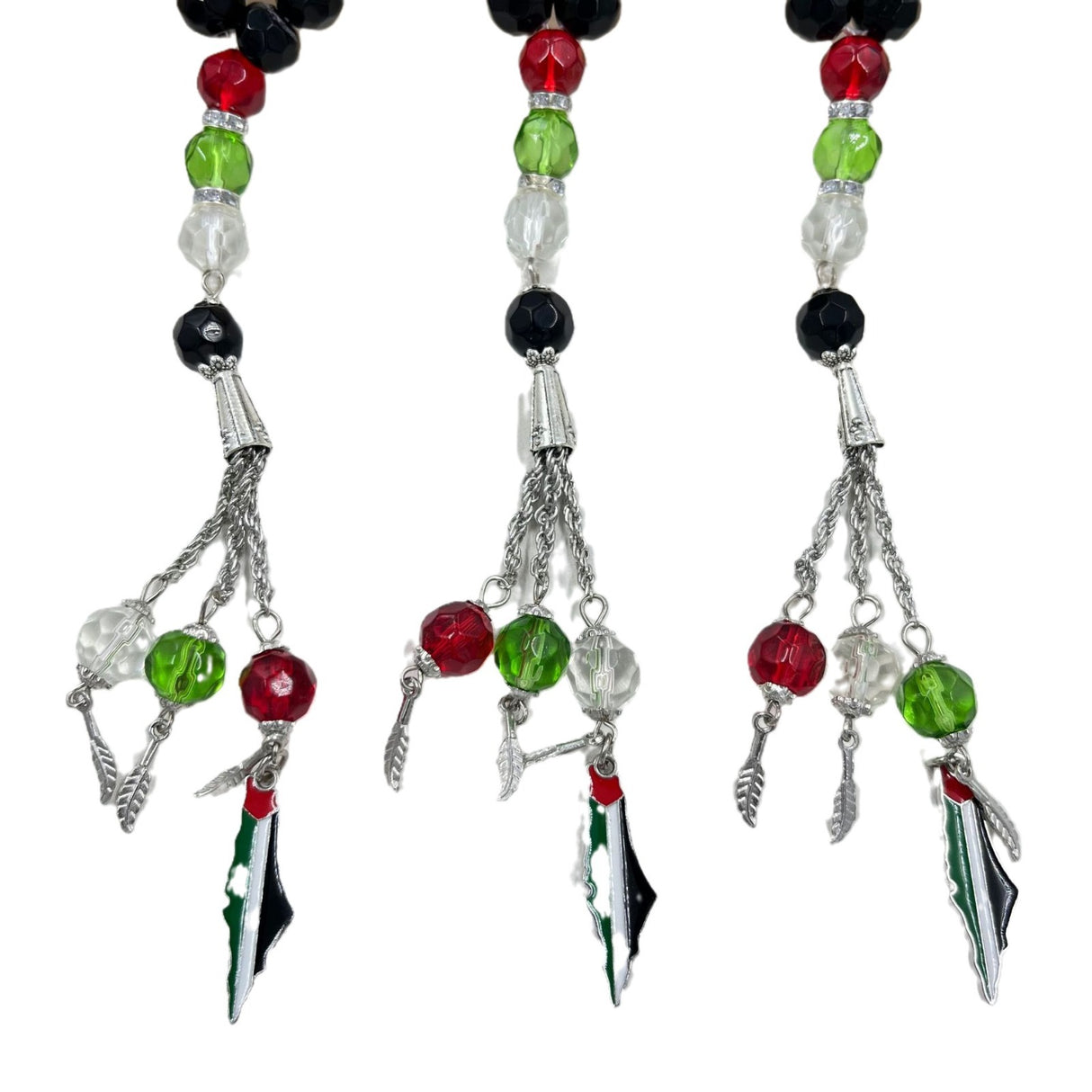 33 prayer beads in Palestinian flag colored crystal glass - V.I.P Digital Presence