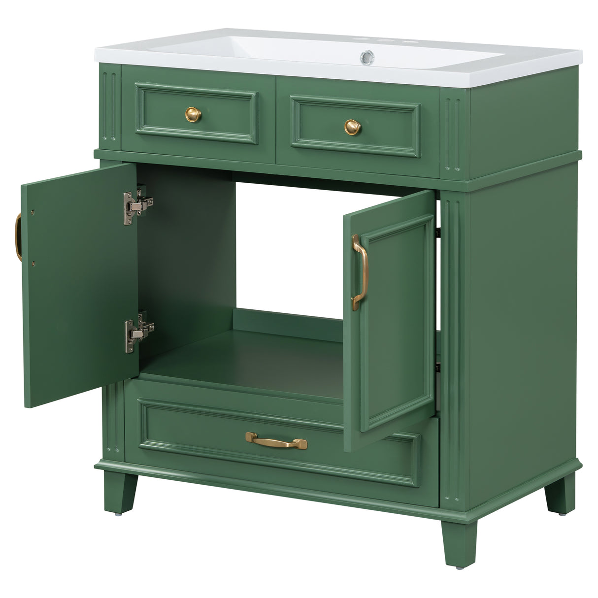 30 inch uncovered bathroom vanity with soft closed door, limited to solid wood frame bathroom storage cabinet green - V.I.P Digital Presence