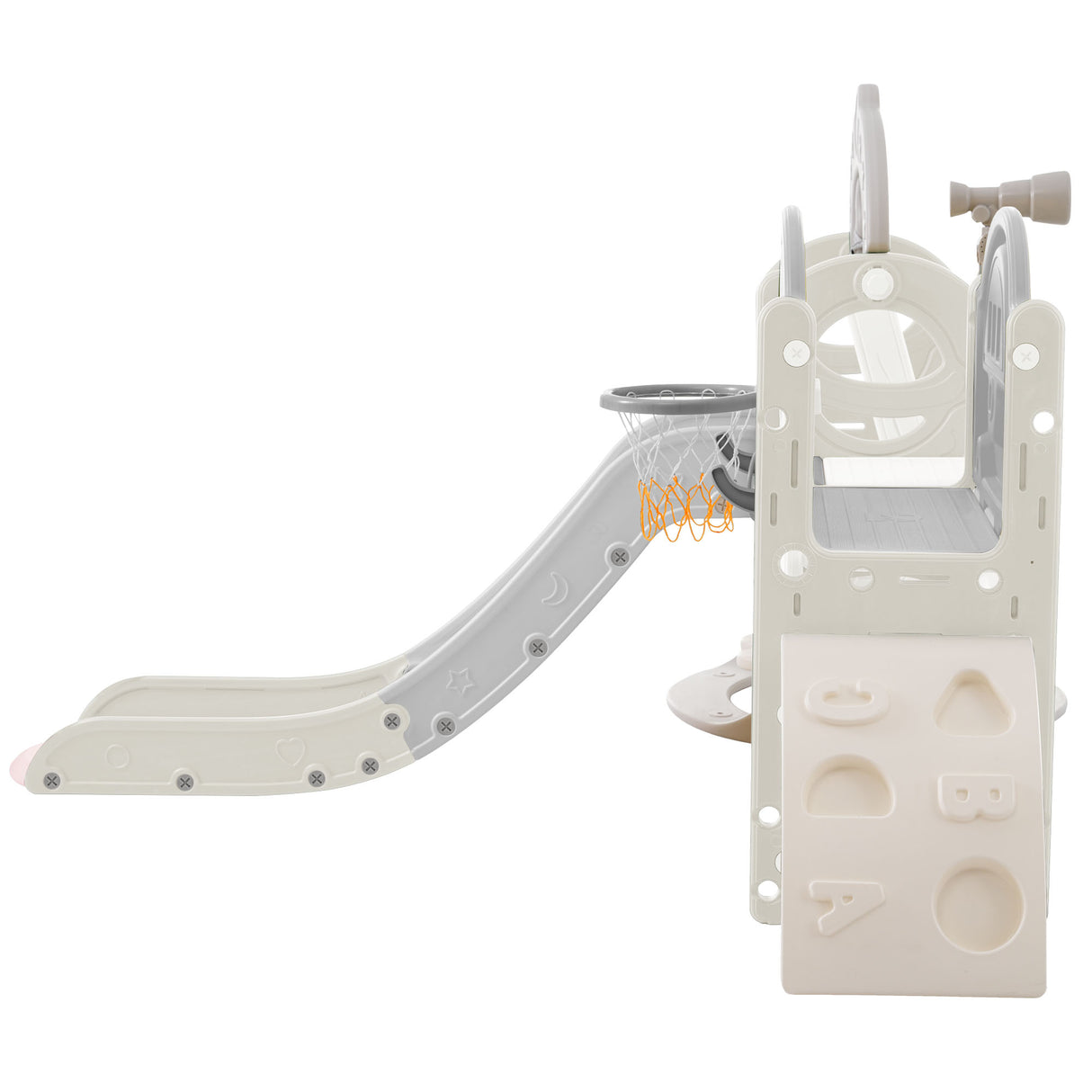 Toddler Slide and Swing Set 7 in 1, Kids Playground Climber Slide Playset with Basketball Hoop Freestanding Combination