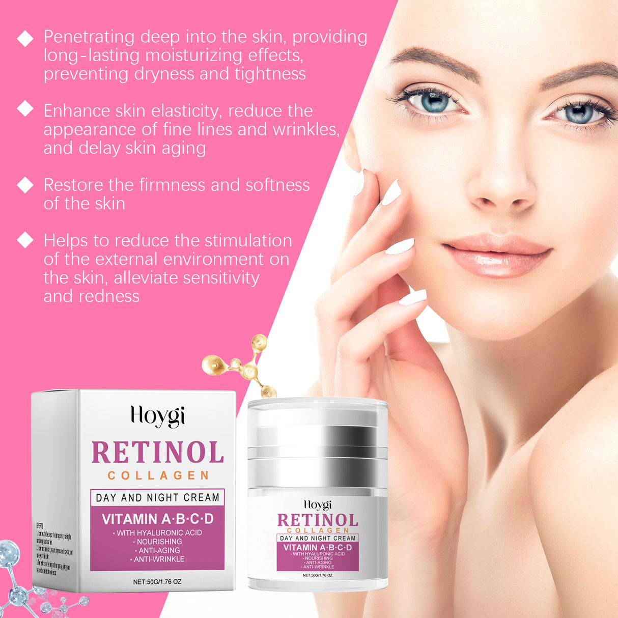 Collagen Cream Hydrating Facial Treatment Reduces Fine Lines, Brightens Skin Tone And Moisturizes Skin
