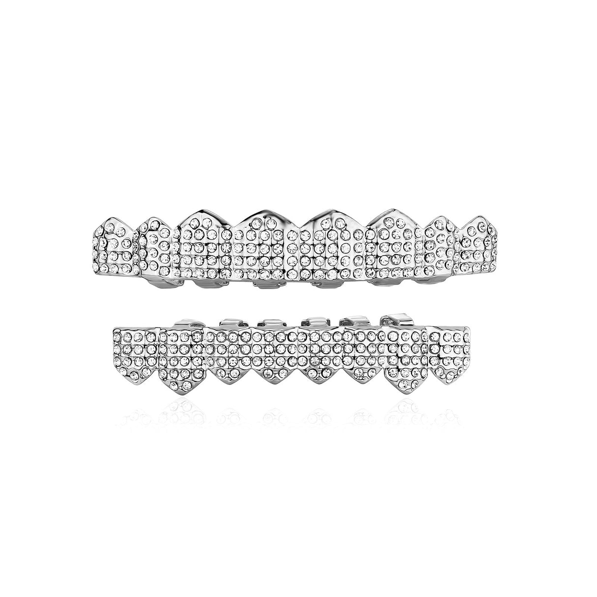 Real gold electroplated gold tooth set eight tooth full diamond hip hop tooth set tee grills - V.I.P Digital Presence