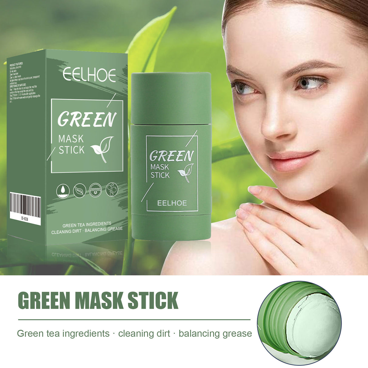 Green Tea Solid Mask, Deep Cleansing Hydrating Mask Stick Pore-Narrowing Paste Mask Stick - V.I.P Digital Presence