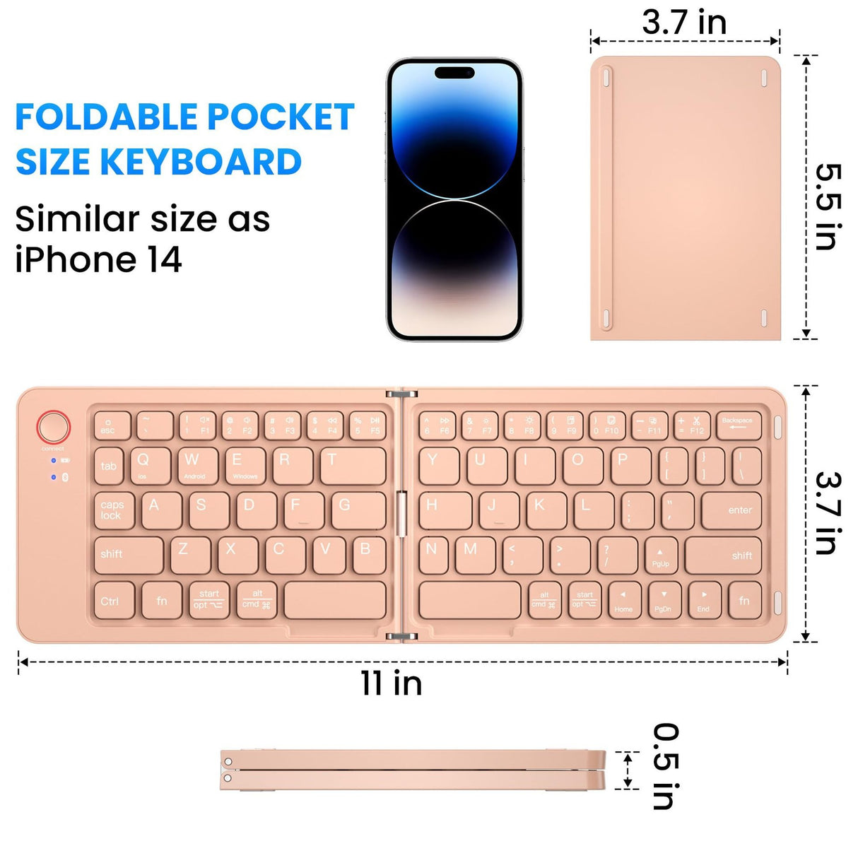 Ultra slim folding portable charging dual-mode Bluetooth keyboard with one click connection - V.I.P Digital Presence