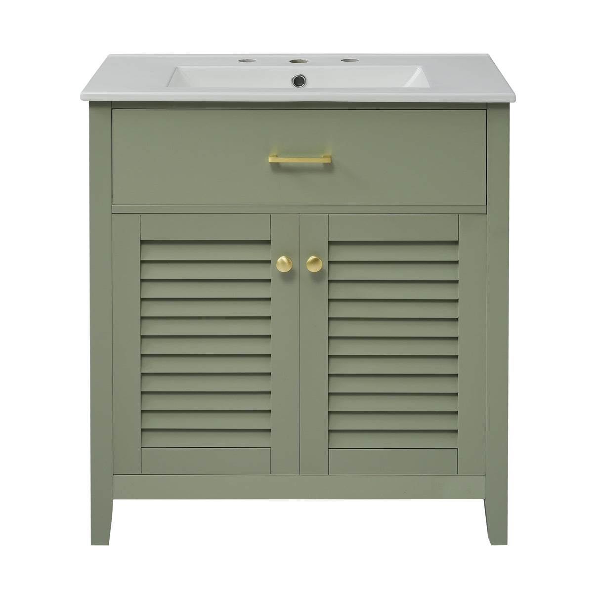 30-Inch Bathroom Vanity with Ceramic Sink Combination, Ample Storage - Features 1 Pullout and Multifunctional Shelf Dividers - V.I.P Digital Presence