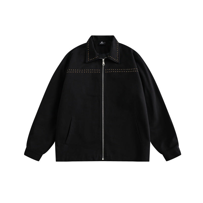 Jacket rivet lapel zipper jacket for men - V.I.P Digital Presence