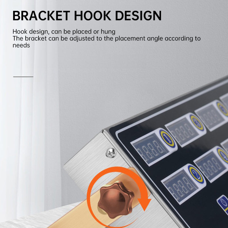 8 - Channel Calculagraph Kitchen Timer, 220V plug, shake - to - remind, 8 screens, great cooking accessory. - V.I.P Digital Presence