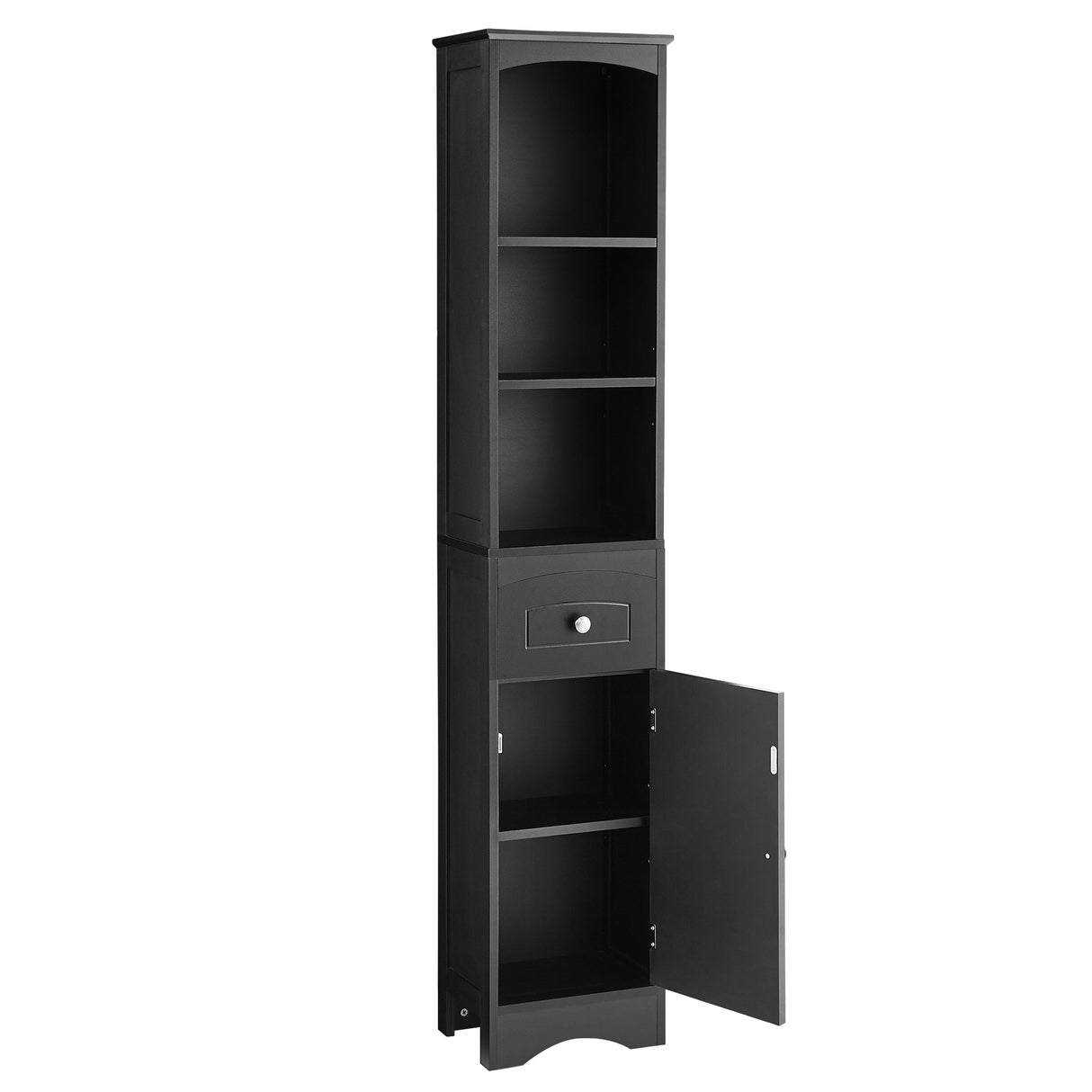 Tall Bathroom Cabinet, Freestanding Storage Cabinet with Drawer, MDF Board, Adjustable Shelf, Black - V.I.P Digital Presence