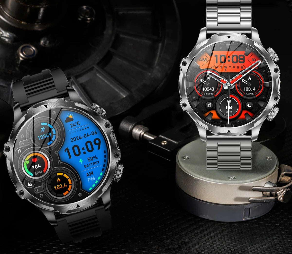 AK75 Smart Watch Flashlight Men Outdoors Sports Fitness Tracker 700mah Large Battery BT Calling LED Light Smartwatch - V.I.P Digital Presence