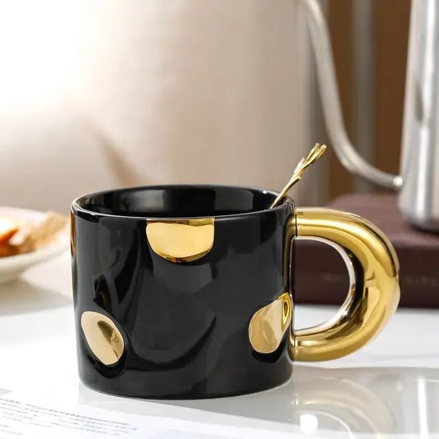 Creative Electroplated Ceramic Mug Office Large Handle Coffee Mug Home Breakfast Cup Juice Cup Milk Cups Couple Water Cup - V.I.P Digital Presence
