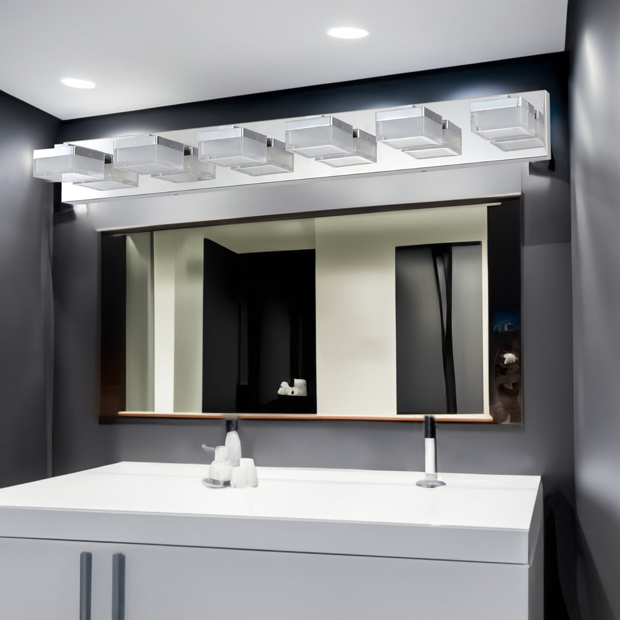 Modern 6-Light Chrome LED Vanity Mirror Light Fixture For Bathrooms And Makeup Tables - V.I.P Digital Presence