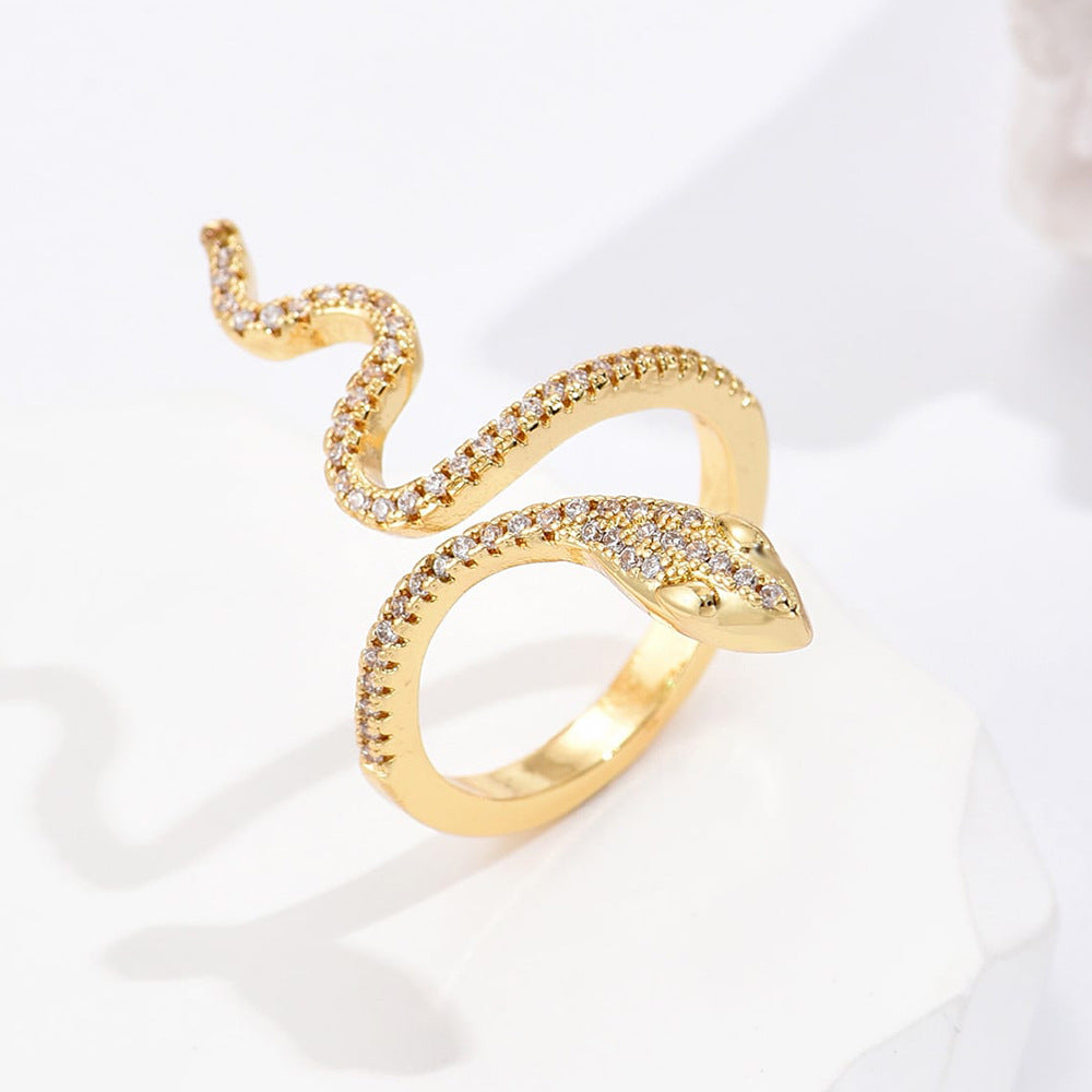 European and American snake shaped opening ring female INS niche personality ring - V.I.P Digital Presence