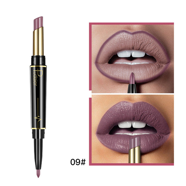 Matte Lipstick Wateproof Double Ended Long Lasting Lipsticks Brand Lip Makeup Cosmetics Nude Dark Red Lips Liner Pencil - V.I.P Digital Presence