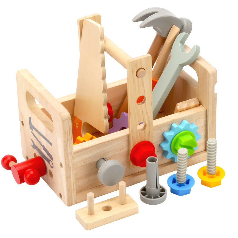 Children's wooden hand-held toolbox, screw and nut disassembly tool, desk tool, puzzle toy - V.I.P Digital Presence