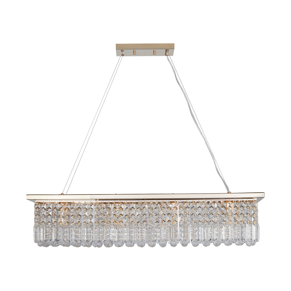 Modern Crystal Chandelier for Dining Room 8-Light Gold Rectangle Raindrop Chandelier L39.4'' x W9.8'' x H8.7'(Bulb Not Included) - V.I.P Digital Presence