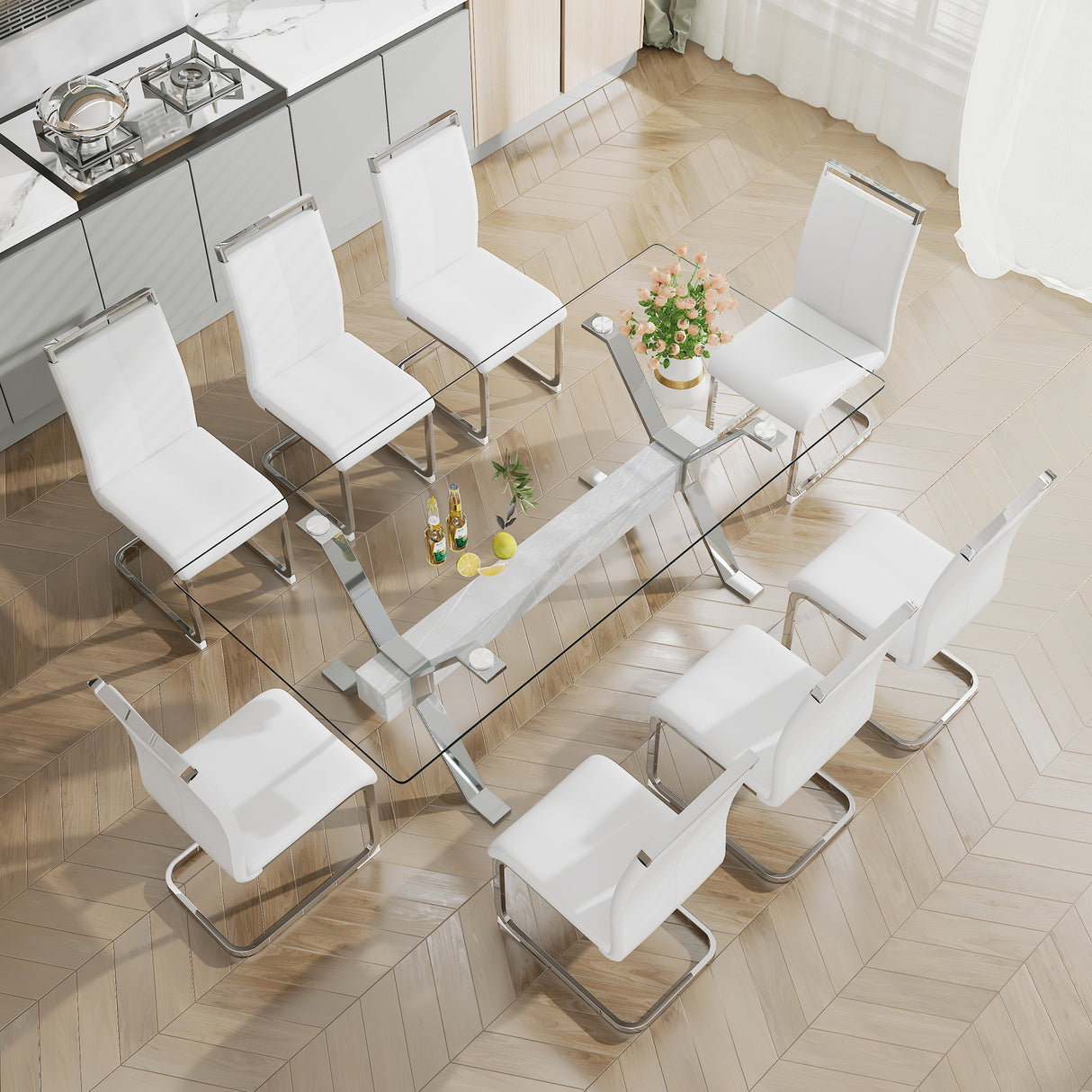 Dining table Modern tempered glass dining table 79 ''x39''x30 '' 1105 - V.I.P Digital Presence