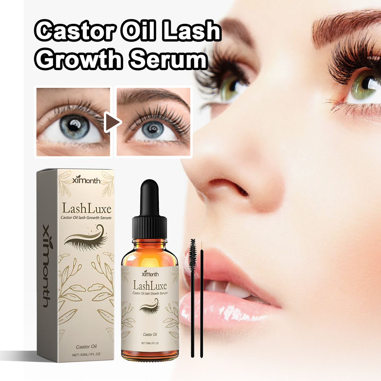 Castor Oil Lash Growth Serum, Mild Lasting Not Easy To Halo Makeup Natural Slim Black Beautiful Voluminous Voluminous Mascara - V.I.P Digital Presence