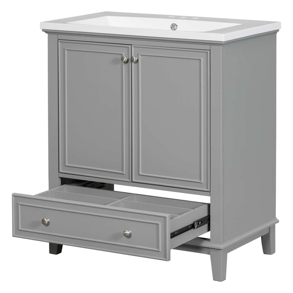 30inchgrey Bathroom Vanity with Sink ComboMulti-functional Bathroom Cabinet with Doors and Drawer Solid Frame and MDF Board - V.I.P Digital Presence