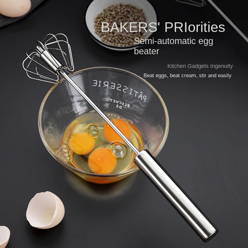 Stainless Steel Egg Beater Semi-Automatic Hand Press Rotary Household Kitchen Manual Egg - V.I.P Digital Presence