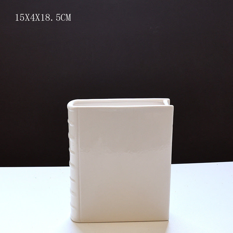 Book Vase - Ceramic, Cute & for Home Decor, with Flower & Shelf Options - V.I.P Digital Presence