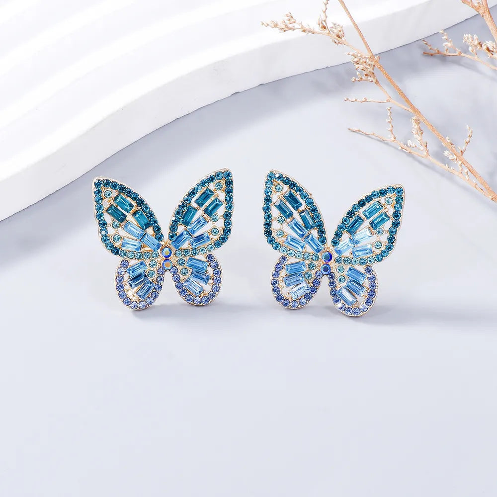 Alloy Inlaid Rhinestone Butterfly Earrings - V.I.P Digital Presence