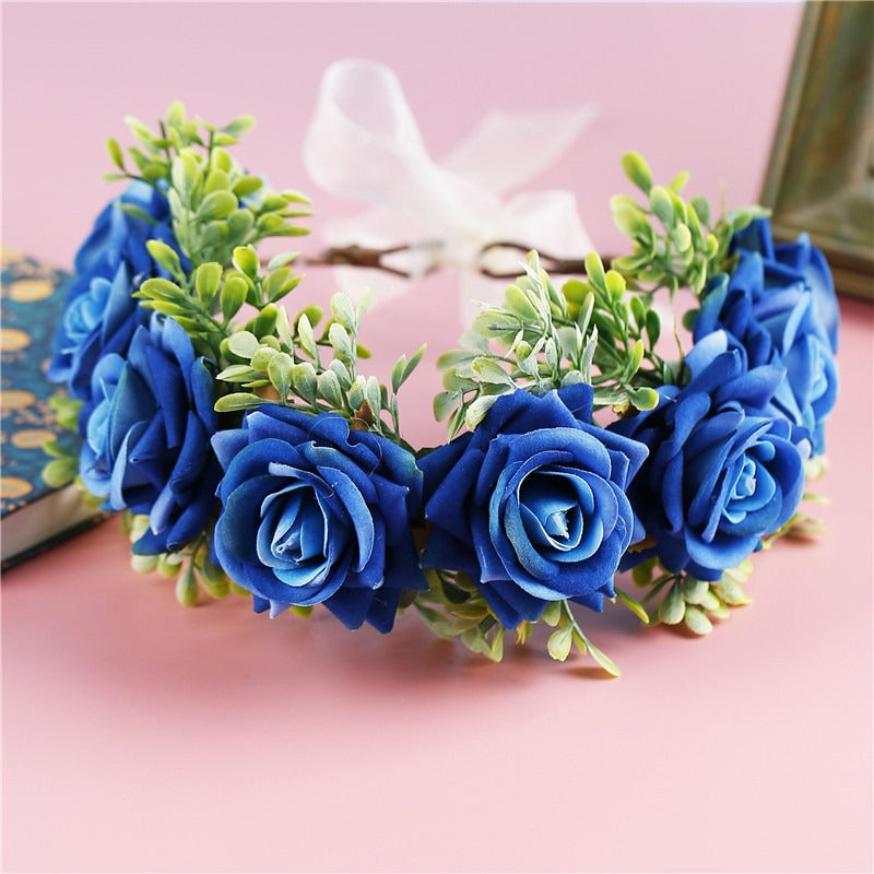 Handmade flower wreaths seaside vacation wedding accessories velvet adjustable hair accessories - V.I.P Digital Presence