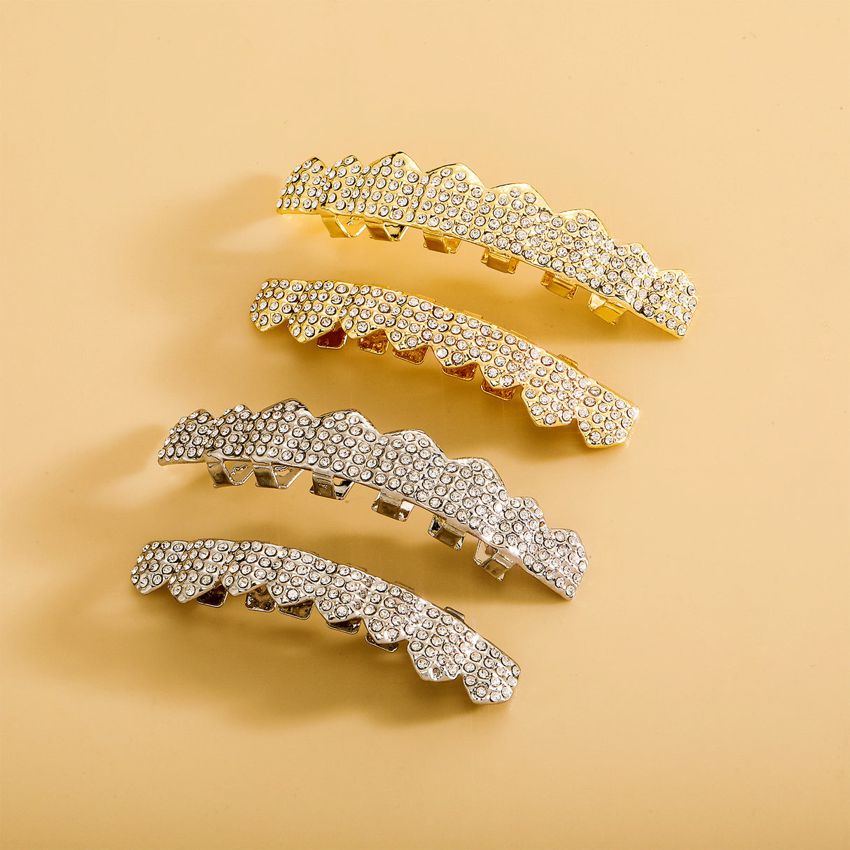 Real gold electroplated gold tooth set eight tooth full diamond hip hop tooth set tee grills - V.I.P Digital Presence