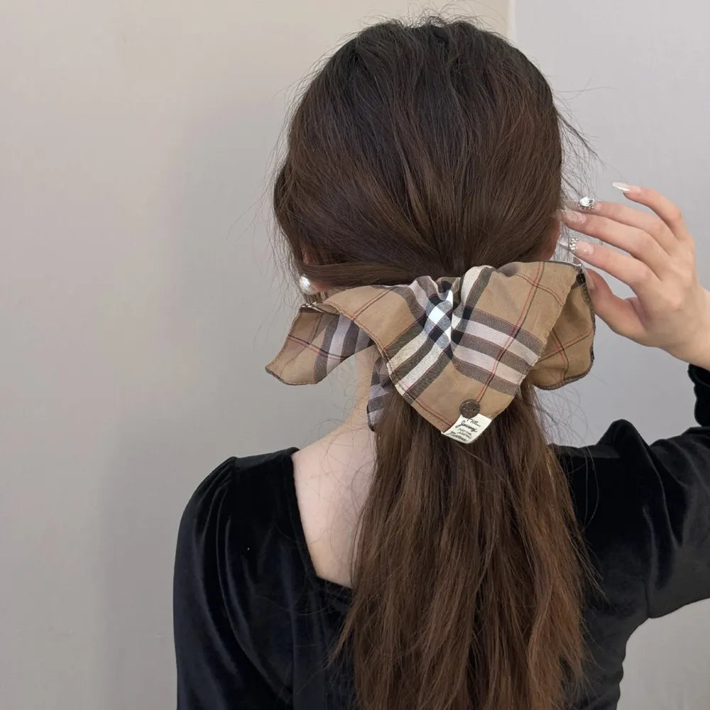 Contrast Plaid Elastic Hair Scrunchy - V.I.P Digital Presence