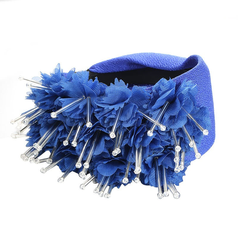 Fashionable Handmade Fabric Crystal Beads Simulated Flower Hair Hoops - V.I.P Digital Presence