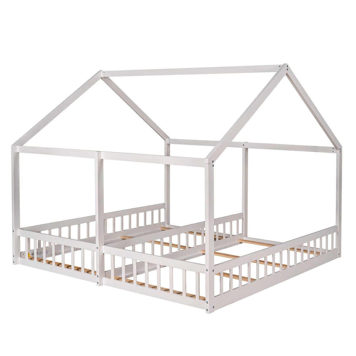 Twin Size House Platform Beds Two Shared Beds White