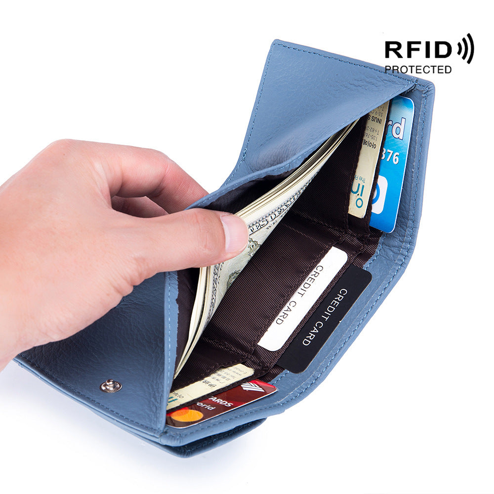 Small wallet women's genuine leather Japanese style fabric RFID coin bag wallet mini wallet short - V.I.P Digital Presence