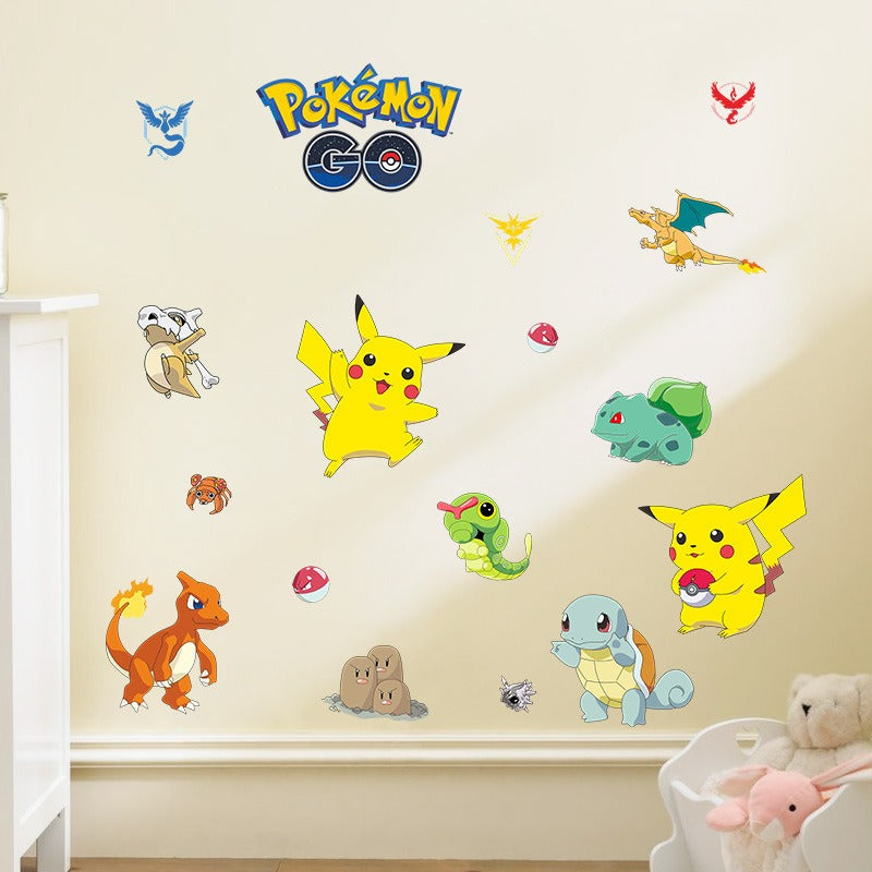 New 3D Pikachu Wall Sticker Pok é mon Wallpaper Self adhesive Cartoon Graffiti Anime Poster Children's Room PVC - V.I.P Digital Presence