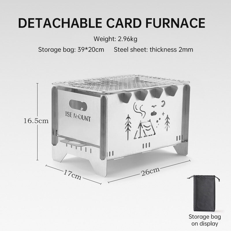 Outdoor folding barbecue stove stainless steel card stove bonfire stove portable camping heating stove burning firewood stove - V.I.P Digital Presence