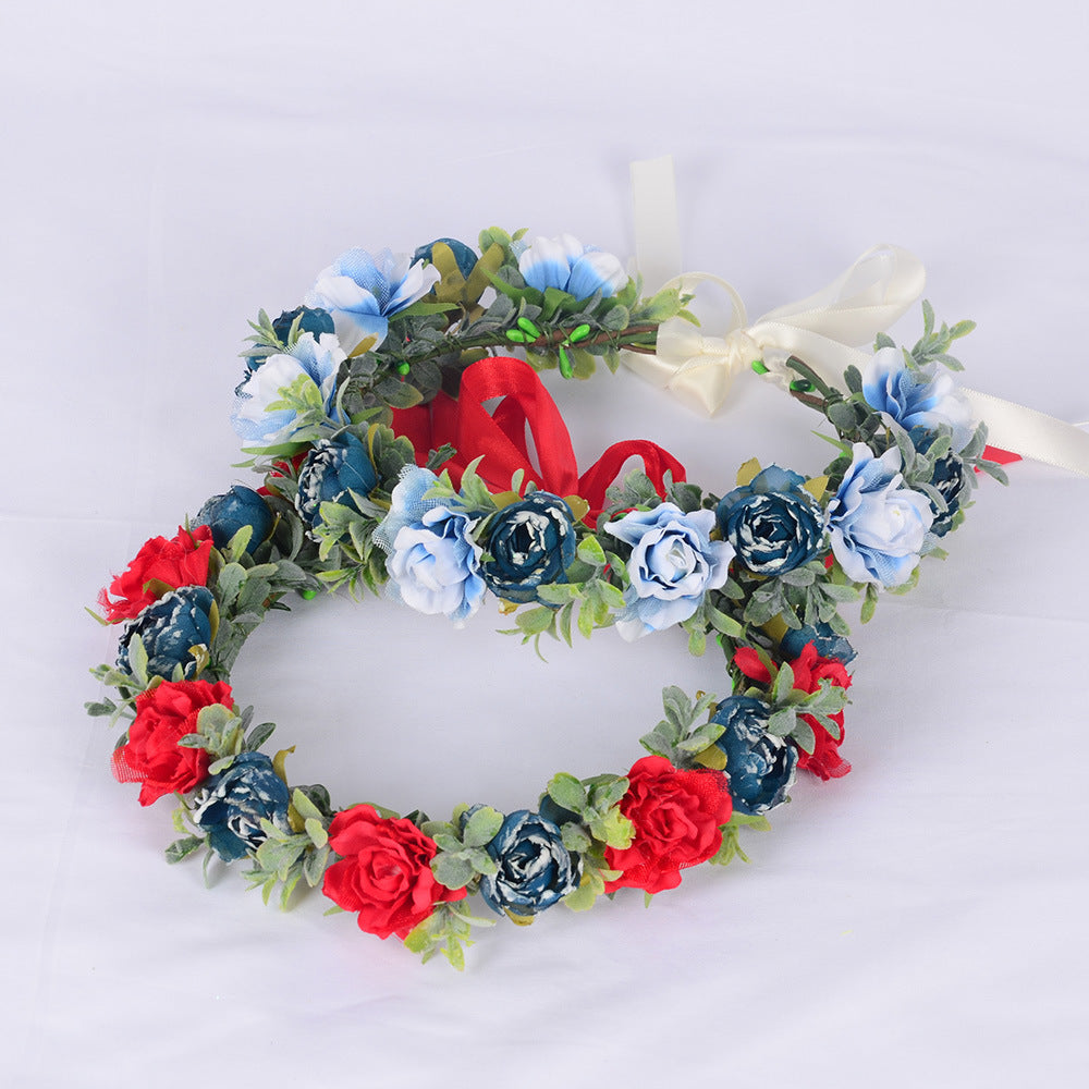 Flower garland super fairy bridal headpiece handmade simulation flower fairy headpiece wedding photography hair accessory - V.I.P Digital Presence