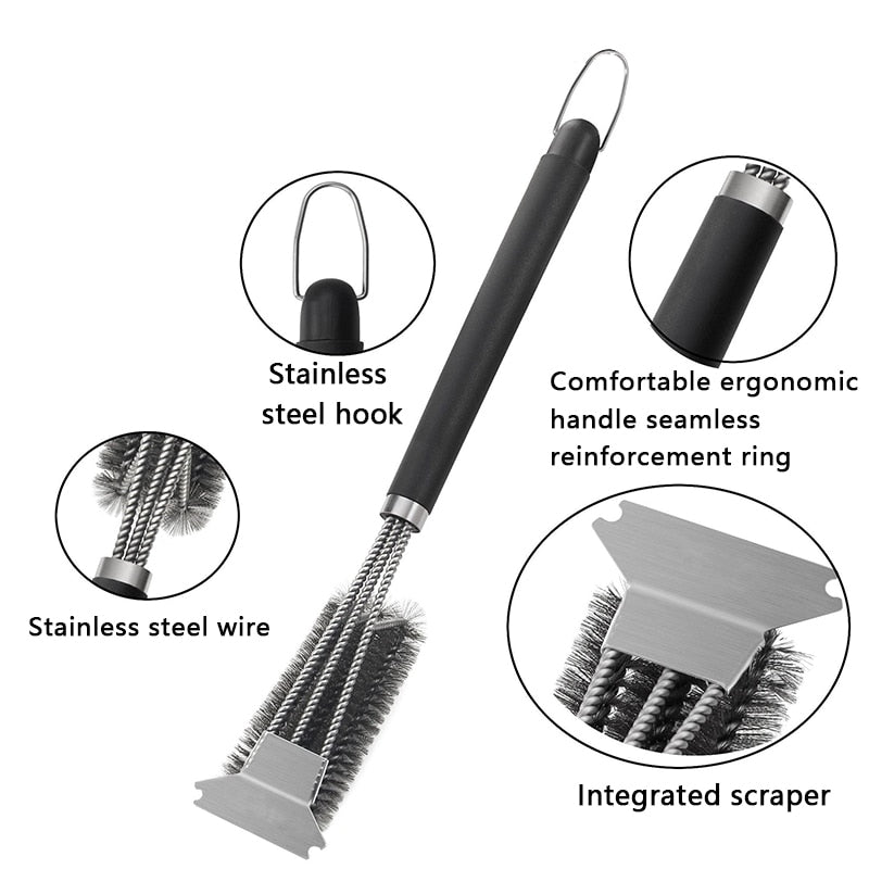 BBQ Grill Barbecue Kit Cleaning Brush Stainless Steel Kitchen Accessories Bristles Cleaning Brushes Cooking Tool Barbecue Gadget - V.I.P Digital Presence