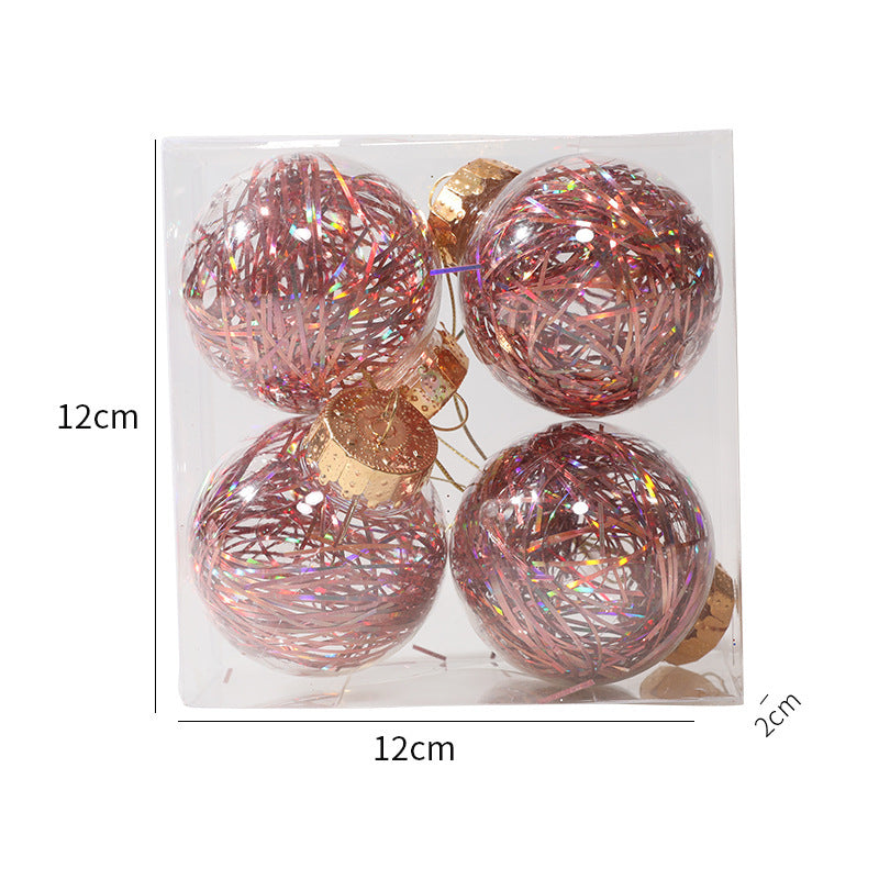 Christmas Ball Transparent PET Laser Silk Grass Ball Christmas Tree Pendant Decoration Props 4PCS per box - V.I.P Digital Presence