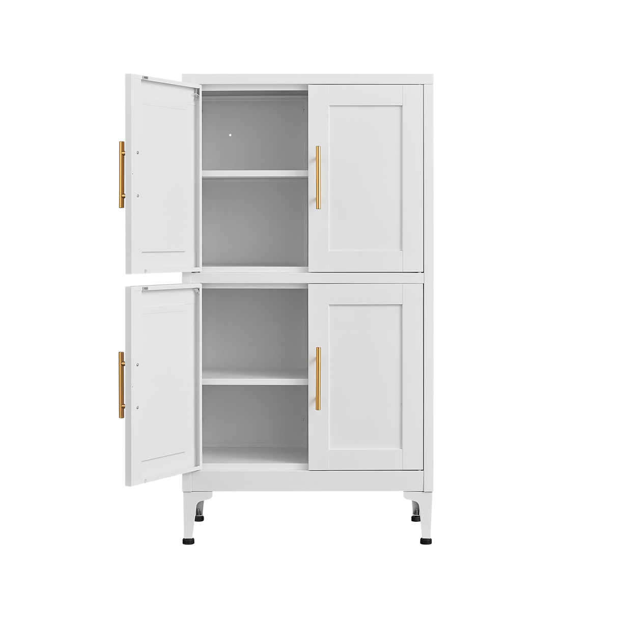 White metal kitchen storage cabinet, kitchen pantry storage cabinet with door and shelf, adjustable leveling feet - V.I.P Digital Presence