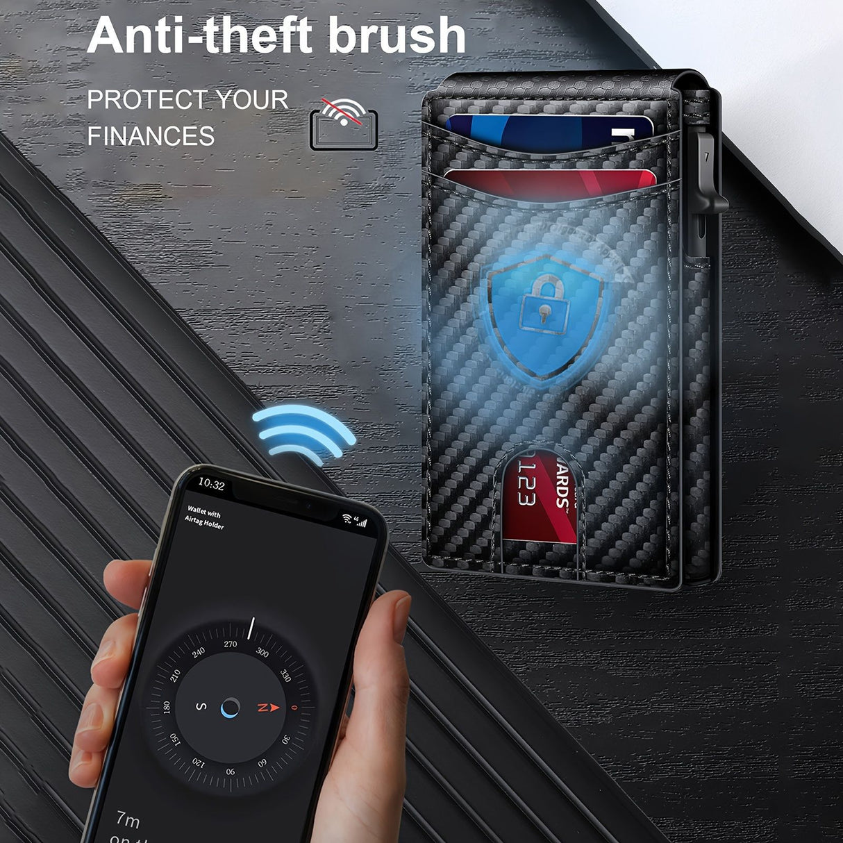Carbon fiber patterned men's wallet wallet two fold flip card box anti-theft brush wallet magnetic suction side push card bag - V.I.P Digital Presence