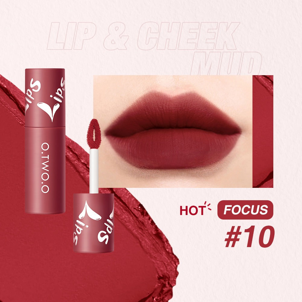 O. TWO. O Lip Clay Matte Face Lip And Cheek Dual-Use Powder Blusher Lipstick Air Lip Glaze Does Not Stick To Cup Lip Color 9144 - V.I.P Digital Presence