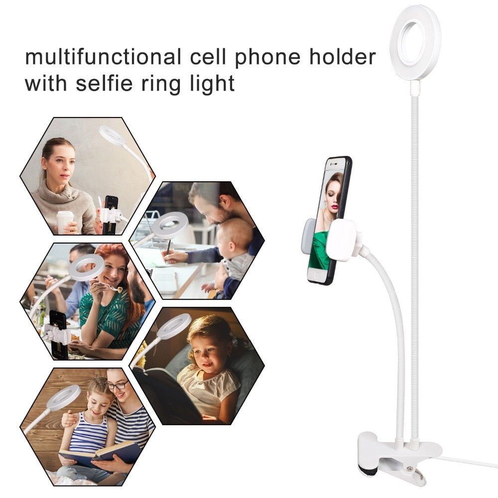 Photo Studio Selfie LED Ring Light with Cell Phone Mobile Holder for Youtube Live Stream Makeup Camera Lamp for iPhone Android - V.I.P Digital Presence