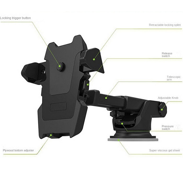 Long Rod Automatic Lock Car Phone Holder Telescopic Suction Cup Mount for Car Air Vent Lazy Live Streaming - V.I.P Digital Presence