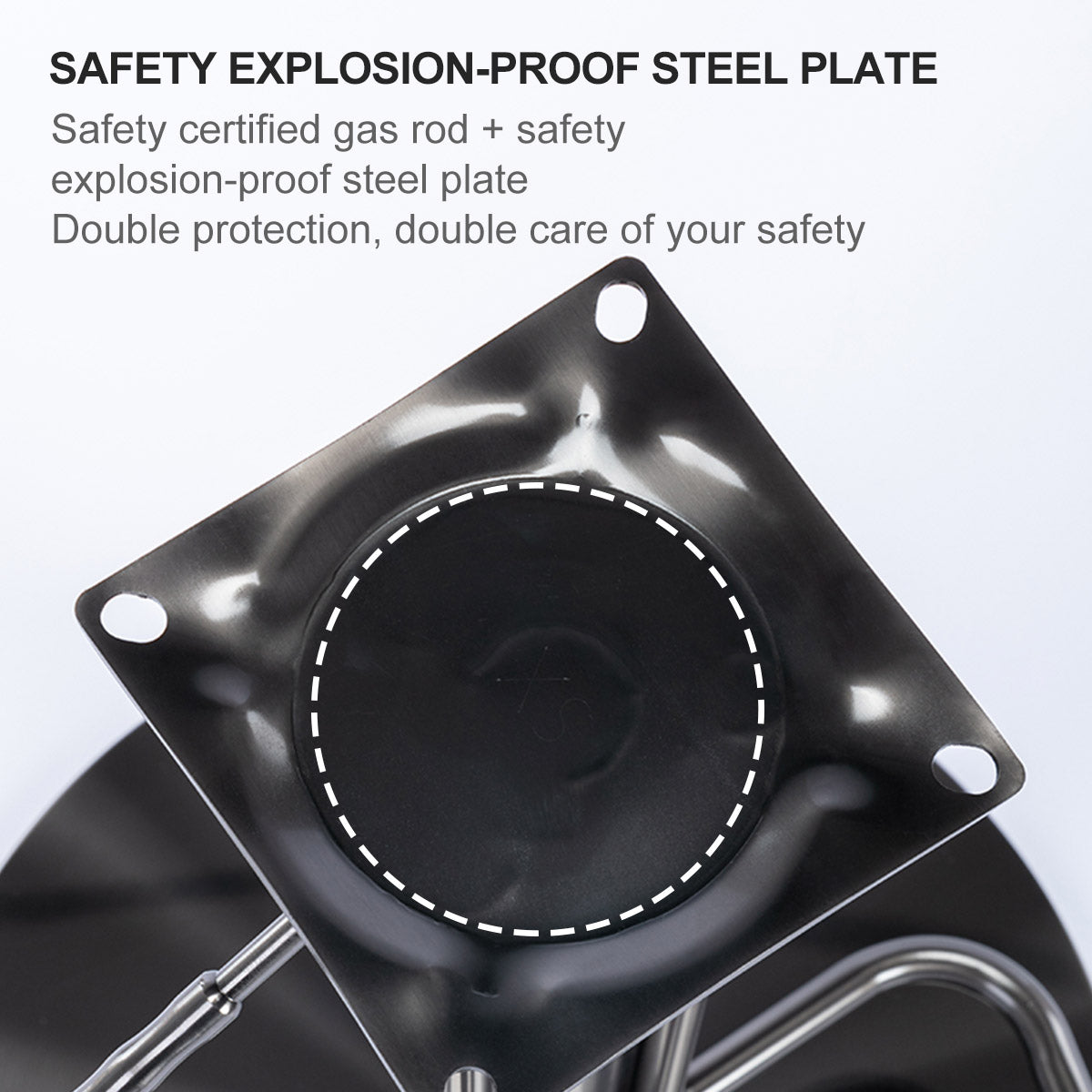 Modern leather bar chair with black titanium stainless steel backrest, adjustable height by rotation (1 piece in brown)