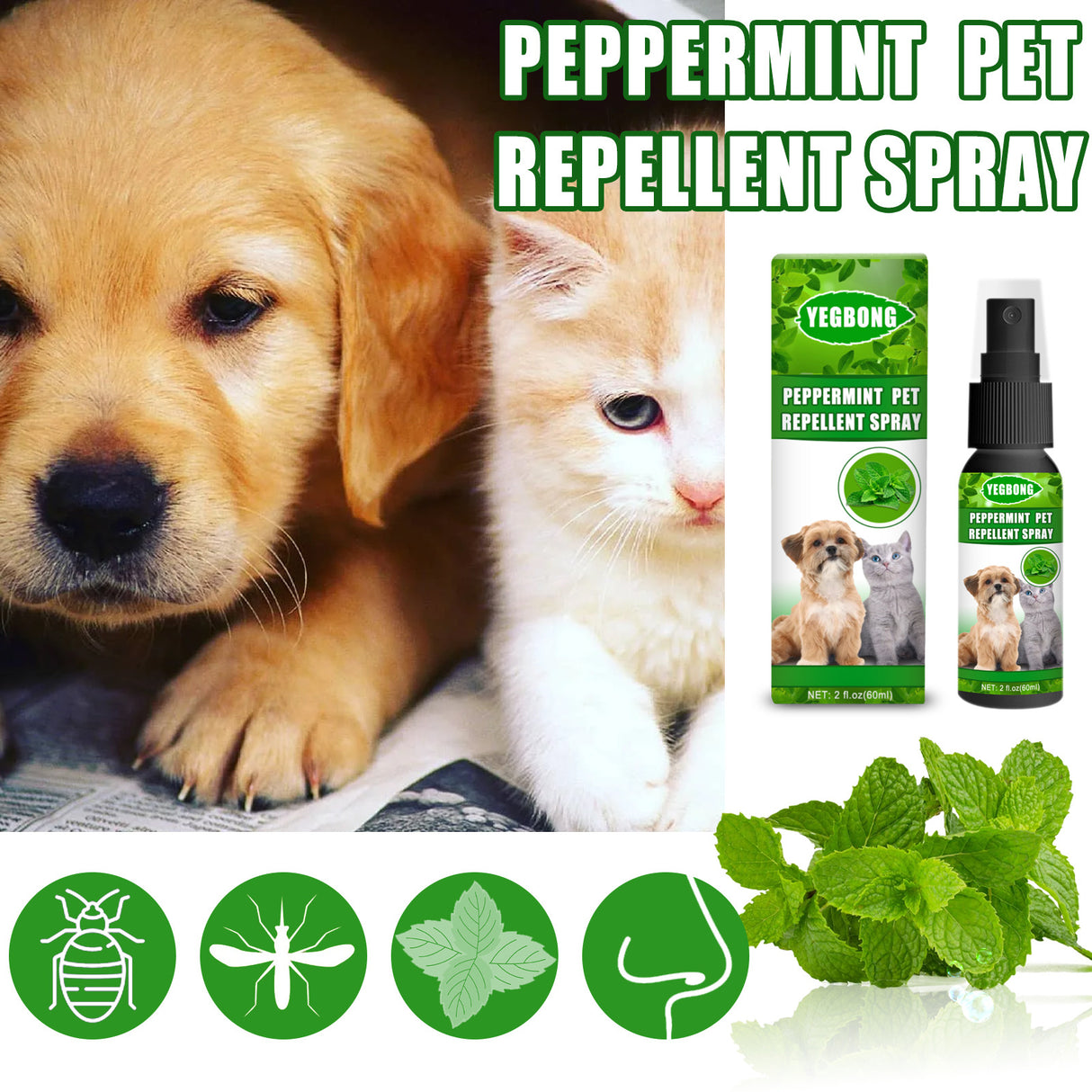 Peppermint Pet Repellent Spray, Dog Mite Spray Pet Mite Fungus Spray For Cats And Dogs - V.I.P Digital Presence