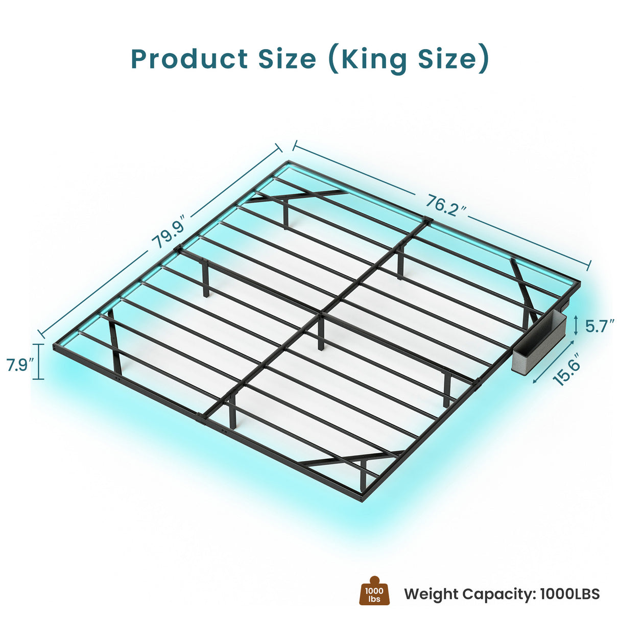 Floating Bed Frame King Size with LED Lights & charging station, Metal Platform Queen Bed, 79.9'' L x 76.2'' W x 7.9'' H. - V.I.P Digital Presence