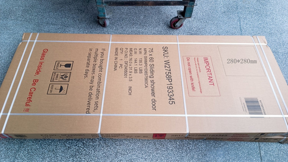 56-60 "wide x 75" high frameless double sliding shower door, 304 stainless steel chrome plated, 8mm thick SGCC tempered transpar - V.I.P Digital Presence