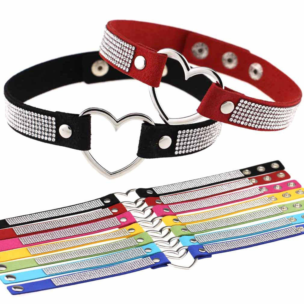 Japan's Harajuku Soft Girl Black Rhinestone Peach Heart Love-Shaped Collar Women's Neck Strap Collarbone Necklace Short - V.I.P Digital Presence